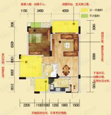 江东帝景E标准层 一室两厅单卫 [可变两室两厅单卫]户型图