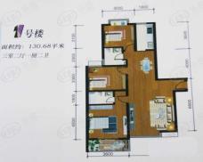 江林公园里江林新城建筑面积约130.68平米三室两厅一厨两卫户型图户型图