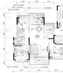 尚城名筑16/17座 01单元户型图