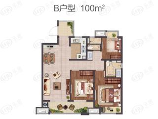 金坛保利紫荆公馆B户型户型图