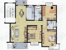 新城逸境园房型: 三房;  面积段: 108 －125 平方米;户型图