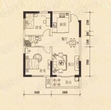 东方京城2室2厅1卫户型图