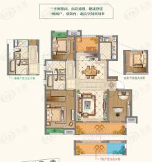 中海运河丹堤YB-b户型123-125平米3+1房2厅2卫户型图