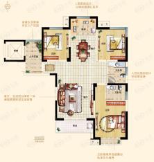 盛润锦绣城B1户型137平米三房户型图