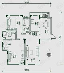 红谷十二庭2室2厅2卫户型图