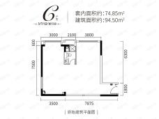 恒大优活城（公寓）1室1厅1卫户型图