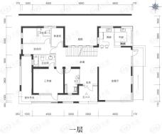 三溪塘E岛独栋别墅户型266平米 一层户型图