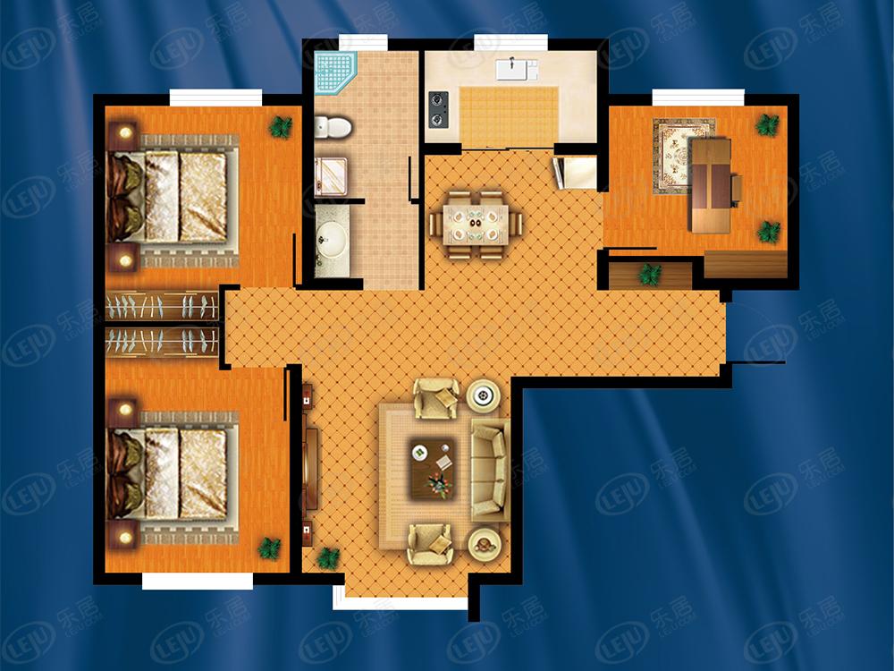 中房城北国际村三期三居室户型推荐 户型面积85.61~128.36㎡