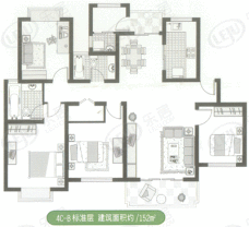 黄兴花园房型: 三房;  面积段: 111 －114 平方米;户型图