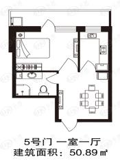 爱琴花园5号门，一室一厅户型图