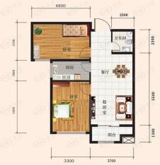 东城景苑2室2厅1卫户型图