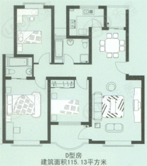 日月新苑房型: 三房;  面积段: 101 －113 平方米;
户型图