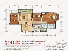 龙基传媒星城3室2厅2卫户型图