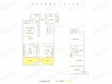 越秀·湘江星汇城2室3厅1卫户型图