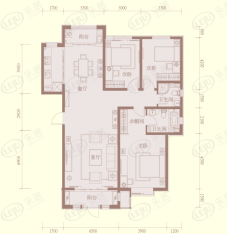 八方紫金御苑A4户型三室两厅两卫163平米户型图