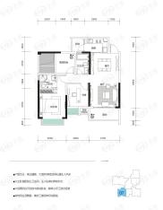 裕丰荔园A-07户型92.06平方米2+1房2厅2卫户型图