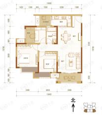 金科时代中心3室2厅1卫户型图