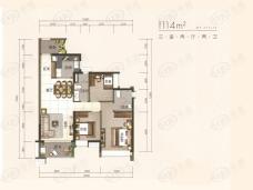 时代领峰3室2厅2卫户型图