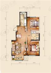 宜禾红橡公园三期2室2厅1卫户型图