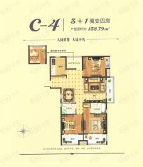 伟宏天境4室2厅2卫户型图