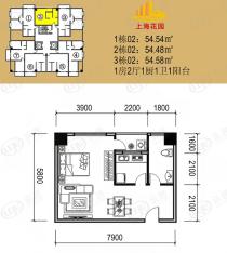 上海花园1室2厅1卫户型图
