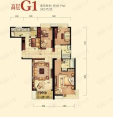 融科玖玖城高层G1户型 建筑面积121.79平方米户型图