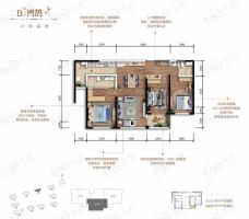 万科公园里3室2厅2卫户型图