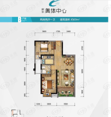 舒华奥体中心2室2厅1卫户型图