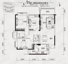 翡翠绿洲凡尔赛宫9栋标准层02单元户型图