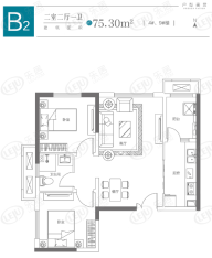 正弘澜庭叙2室2厅1卫户型图