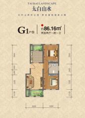 太白山水2室2厅1卫户型图