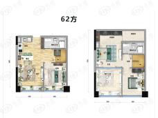 碧桂园水乡芳华62方小户型住宅式公寓户型图