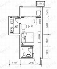 中国铁建瑞园1室1卫户型图