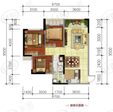 春天凤凰城3室2厅1卫户型图