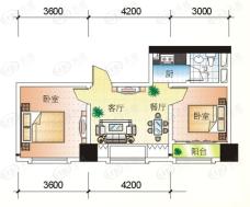 北海大厦1室1厅1卫户型图