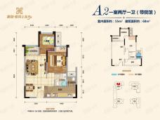 鹏润悦秀上东1室2厅1卫户型图