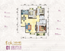 天正银河湾3室2厅2卫户型图