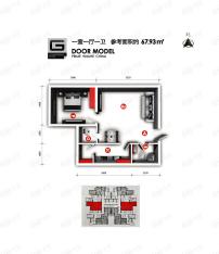京城中心1室1厅1卫户型图