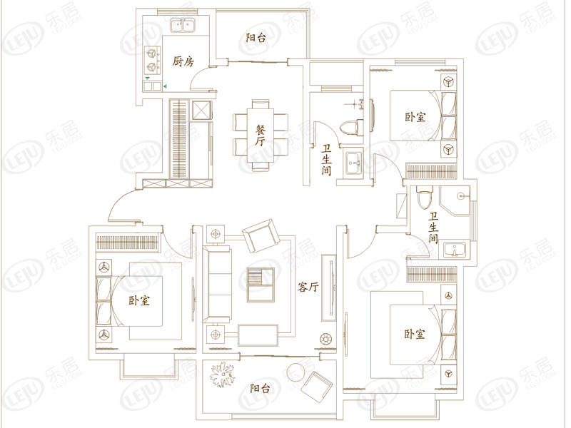 天龙郡·帝湖三居室户型推荐 均价约5700元/㎡