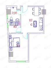 长冲街8号一室一厅－69.52平米户型图