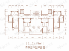 万科中天西湾汇77平奇数层户型平面图户型图