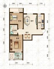 远洋五矿旷世新城A1户型 二室二厅一卫户型图