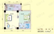 海口99海景花园A6户型一房一厅一卫户型图