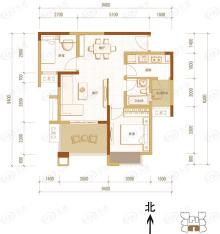 金科时代中心2室2厅1卫户型图