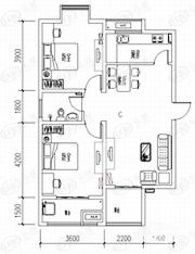 中国铁建瑞园2室1厅1卫户型图