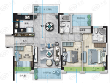 碧桂园十里江湾3室2厅2卫户型图