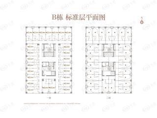 明悦浪漫城B栋loft标准层平面图 建筑面积约42-50平米户型图