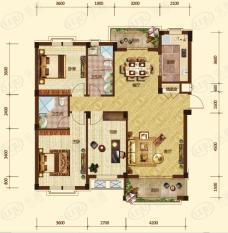 六合盛·法兰西印象三室二厅二卫 123.76平米户型图