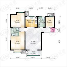 大地十二城3室2厅2卫户型图