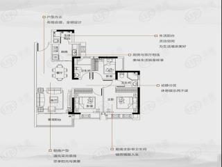 霸王花东城国际三房户型户型图